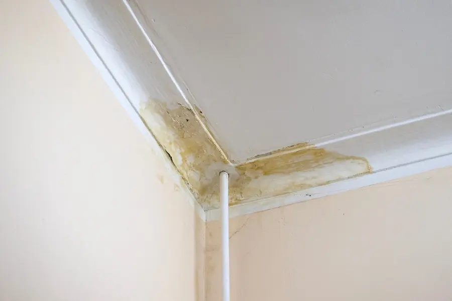 A water stain from a ceiling leak in a Pomona, CA home