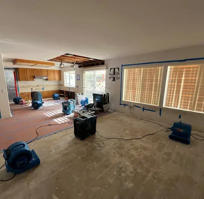 Commercial water damage restoration with drying equipment in a Pomona, CA business
